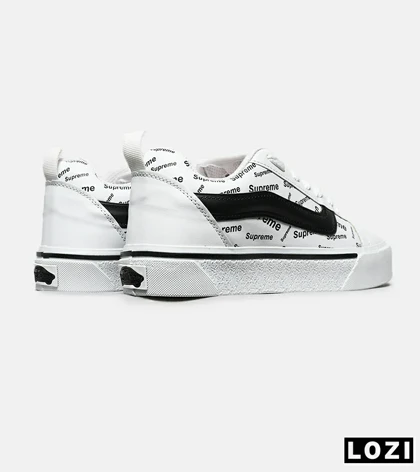 کفش اسنیکرزونس مردانه و زنانه سفید مشکی VANS x Supreme مدل 8215