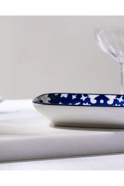 بشقاب سرو Madame Coco مدل Reve Bleu Verve Bone China - آبی/سفید