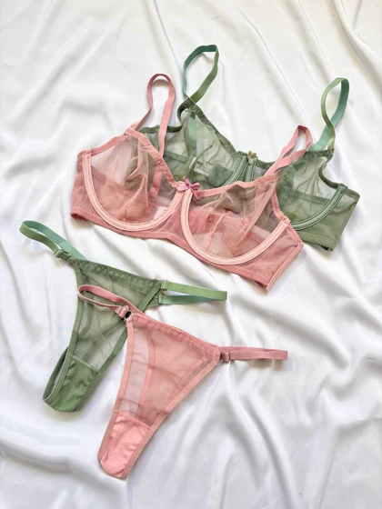 ست شورت و سوتین حریر شیشه‌ای برند مکسوریا