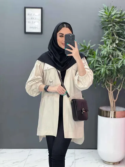 مانتو لینن آستین کش چهار جیب