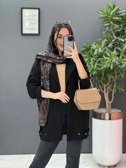 مانتو کتی لینن جیب کج