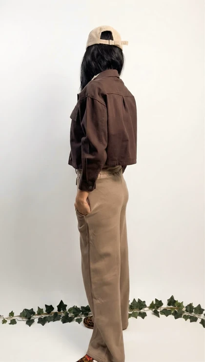 کت کراپ قهوه‌ای H&M