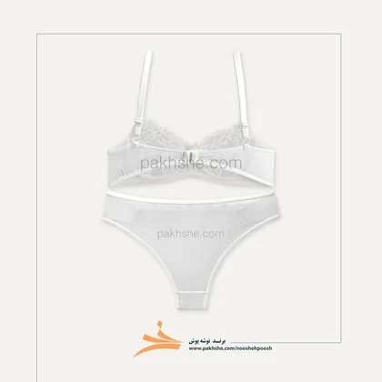 ست سفید تورگاز فنردار برند نوشه پوش