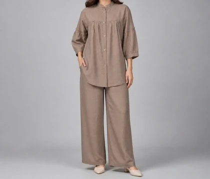 ست مانتو و شلوار زنانه چین‌دار بابوس کد 296