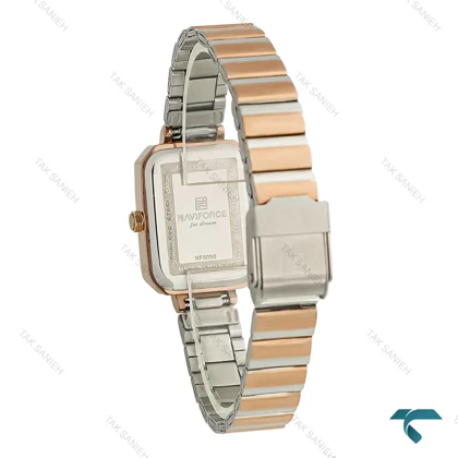 ساعت زنانه نیوی فورس NF5050 دورنگ رزگلد صفحه صدف NaviForce-7731-L
