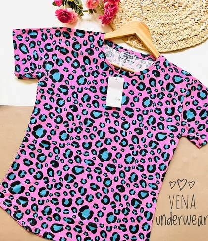 تیشرت نخی طرح پلنگی مدیوم (برند PAPAYA وارداتی)