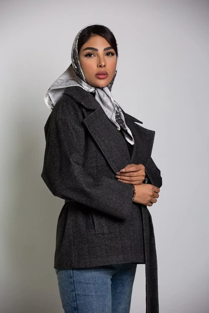 پالتو کت جناقی کمربند دار