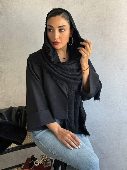 شال مشکی بوکله پولکی کد 400