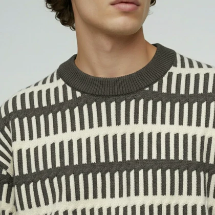 بافت یقه گرد راه راه(90261)