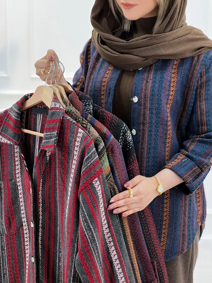 شکت گلیمی زنانه بنفش استایل کژوال