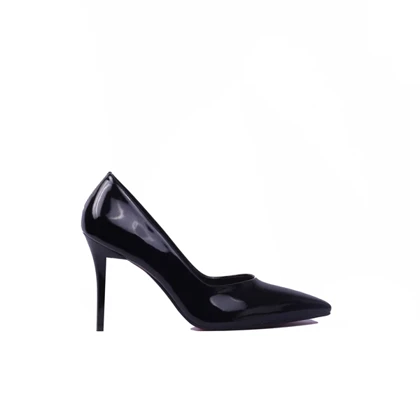 کفش پاشنه‌بلند مشکی ورنی مدل لودشکا کد 1716