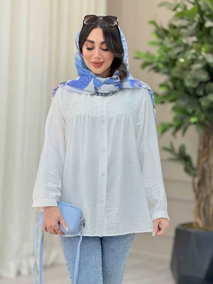 شومیز جلو چین دوخت دار