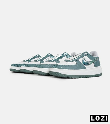 کفش کتانی مردانه و زنانه سبز سفید NIKE dunk low steam puppet مدل 7224