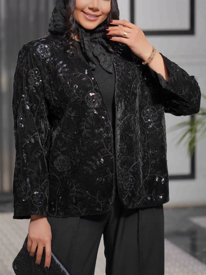 کراپ کت مخمل ترکیبی کد 1083