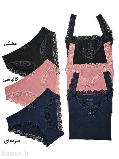 لباس خواب نخی زنانه ست تاپ و شورت کالپلی - Kalpli