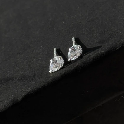 گوشواره جواهری اشک نقره