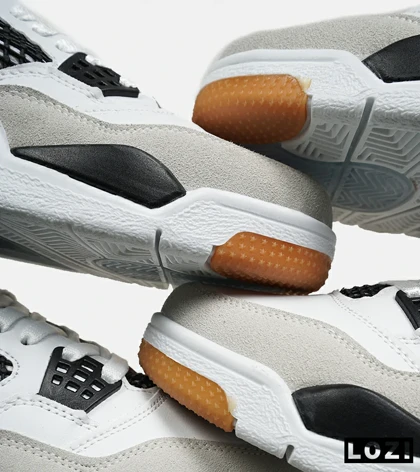 کتانی ساق‌دار بزرگ پا سفید طوسی Nike air jordan 4