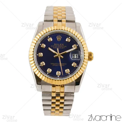 ساعت رولکس دیت جاست مردانه صفحه سرمه ای ایندکس نگین‌دار 103529