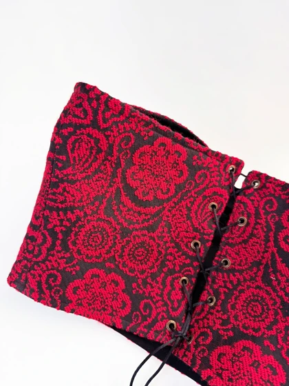 کراپ تاپ مجلسی فنردار گلیمی پشت‌باز بندی