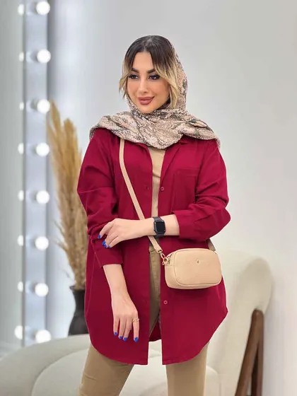 مانتو کتان دو جیب پرند