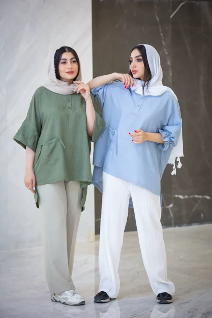 مانتو راه راه جلو بسته گت دار