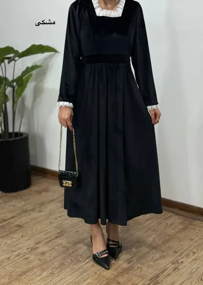 پیراهن مخمل دانتل یلدا