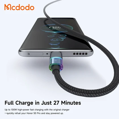 کابل فست‌شارژ USB به تایپ سی 100 وات 6 آمپر 1.2 متری مک دودو MCDODO CA-8180