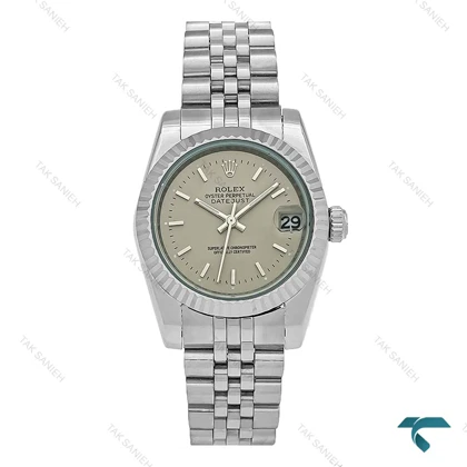 ساعت رولکس زنانه استیل صفحه طوسی ایندکس خط مدیوم Rolex-8251-L