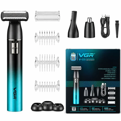 ماشین اصلاح سه کاره وی جی آر VGR مدل V-628 شارژی با 3 سری