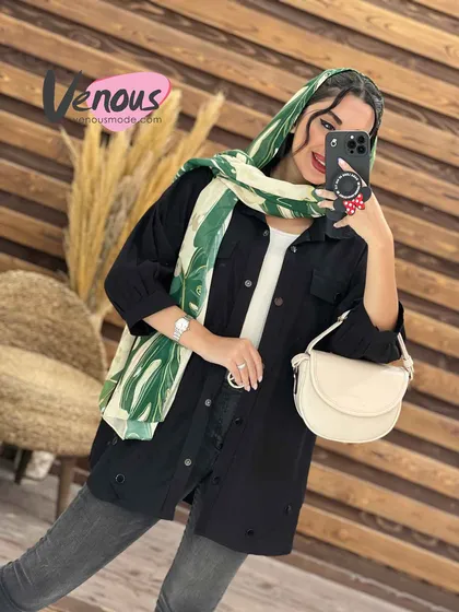 مانتو آستین سه ربع جلو دکمه