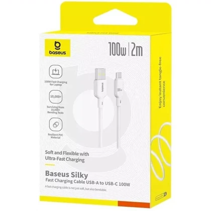 کابل سوپر فست شارژ USB به Type-c دو متری 100 وات بیسوس P10377703113-00 / P10377703213-00 / CB000113