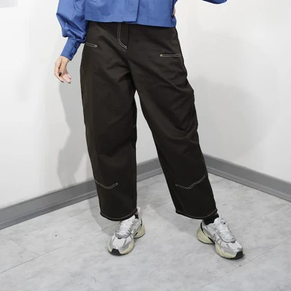 شلوار کتان بالنی پرچدار