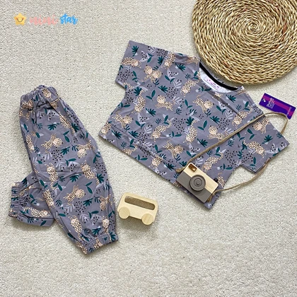 کراپ شلوار دخترانه پنبه طرح پلنگ 3 الی 8 سال