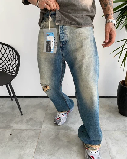 شلوار فول بگ کثیفشور زانو زاپ BALENCIAGA