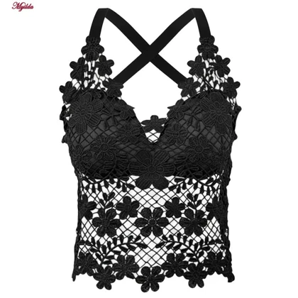 کراپ تاپ زنانه ماییلدا مدل گل‌گلی گیپوری کد 5474-1837