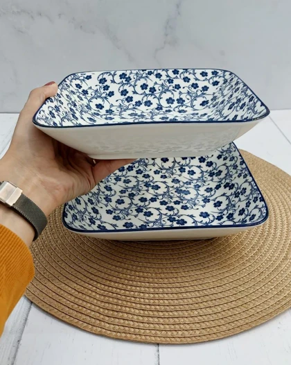 خورشت خوری مربع دنی هوم طرح گل آبی / BA32