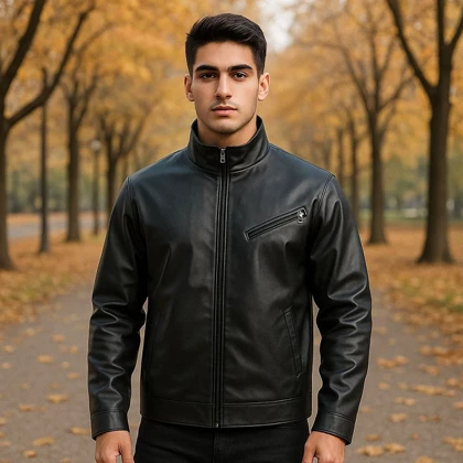 کاپشن چرم مردانه مدل Babak