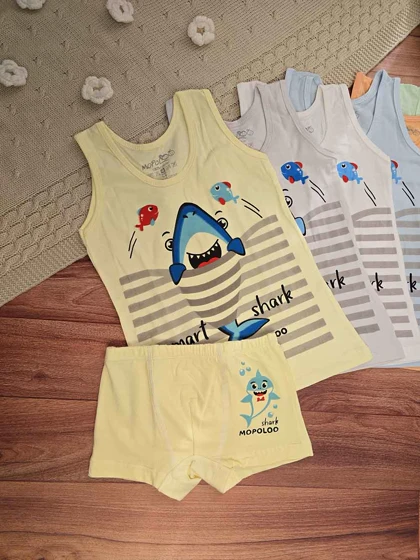 ست شورت زیرپوش پسرانه طرح کوسه