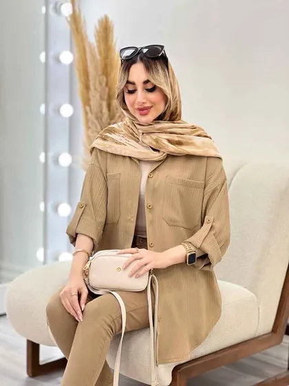 شومیز کراش آستین بند دار