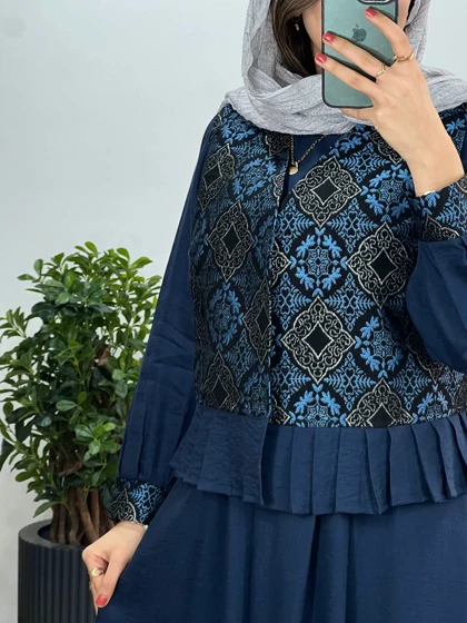 ست پیراهن مانتویی به همراه وست سوزندوزی شده کد2425