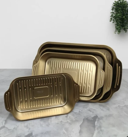 تابه گریه دسته دار استیل طلایی