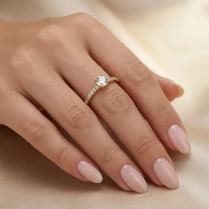 انگشتر زنانه با طرح حلقه تک نگین سولیتر ژوپینگ