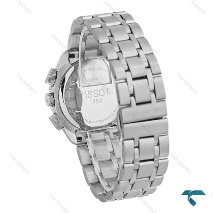 ساعت تیسوت زنانه سه موتوره کورنوگراف استیل صفحه مشکی Tissot-8278-L