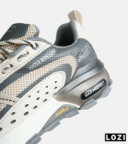 کفش کتانی طبی ورزشی کرم طوسی SKECHERS max protect v.2 مدل 7779