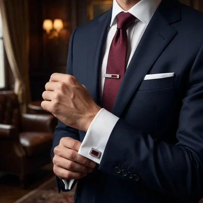 ست دکمه سردست و سنجاق کراوات طرح عاجدار برند Massimo Dutti
