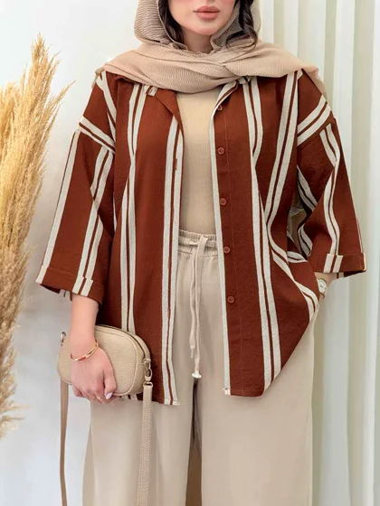 شومیز آستین پاکتی طرح راه راه