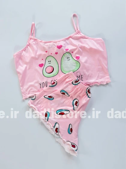 ست لباس خواب تاپ و شورتک نخ پنبه طرح آووکادو