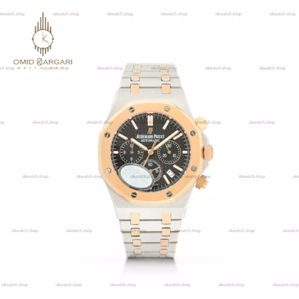 ساعت مچی اودمار پیگه کورنوگراف بند سیلور رزگلد صفحه مشکی Audemars Piguet