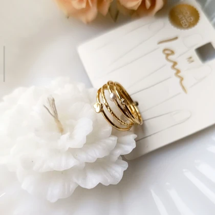 پک انگشتر قلب و مروارید ظریف