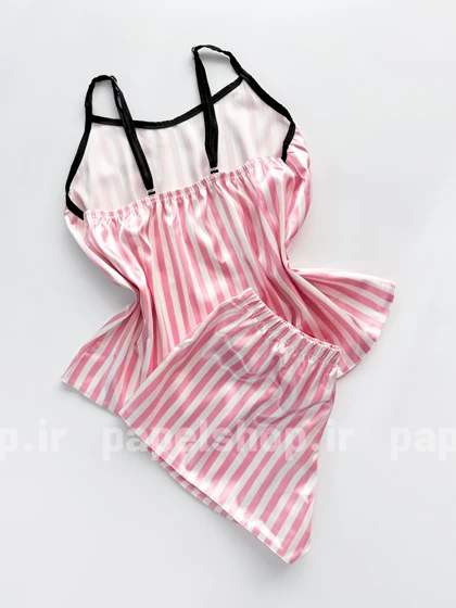 خرید ست لباس خواب تاپ و شورتک ساتن ویکتوریا سکرت نگین‌دار